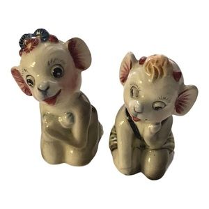 Mid Century Grey Mouse Salt and Pepper Shakers